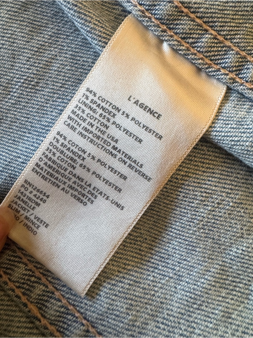 L'AGENCE Light Blue Distressed Denim Jacket - Picture 4 of 5